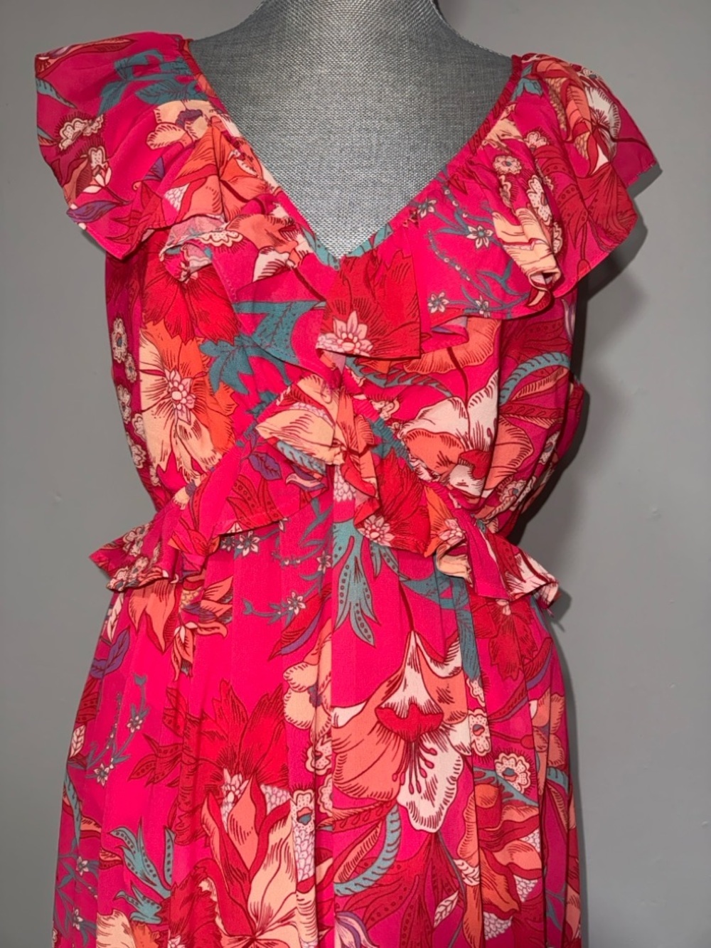 Flying Tomato Hot Pink Floral Tiered Dress - Picture 5 of 6